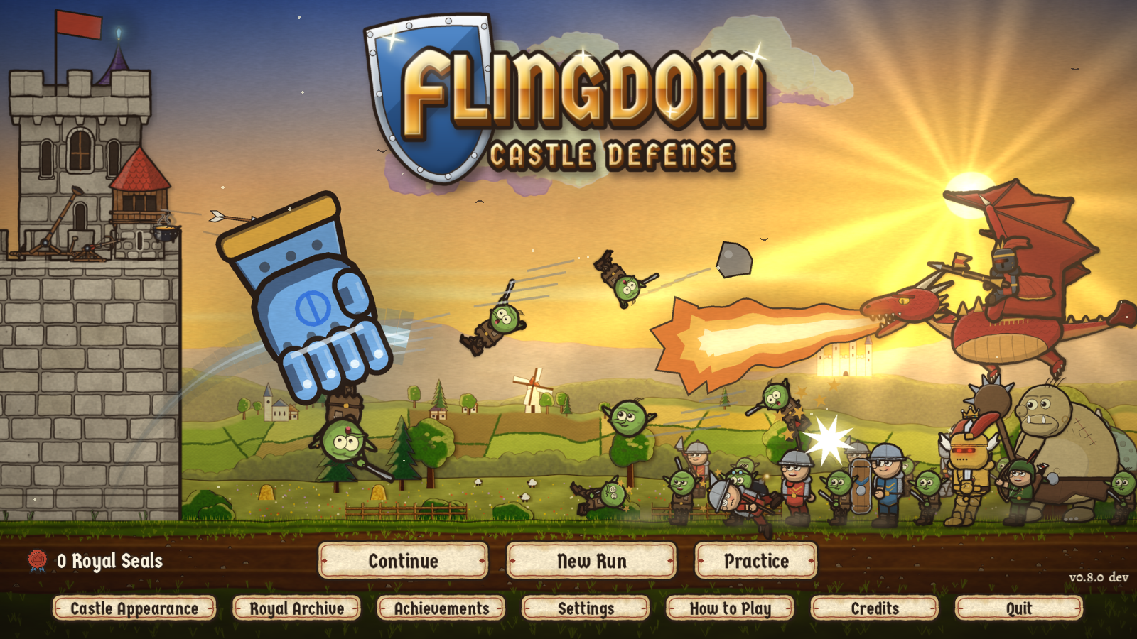 Flingdom: Castle Defense title screen